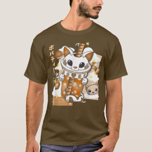 Camiseta Boba Tea Cute Cat Bubble Tea Kawaii Anime Japonês