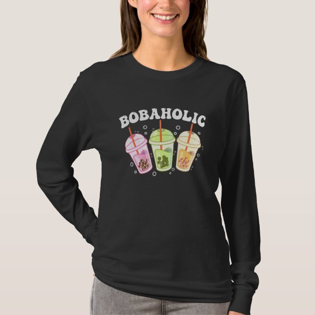 Camiseta Boba Tea Design Para Bble Tea - Boba-Holic (Frente)
