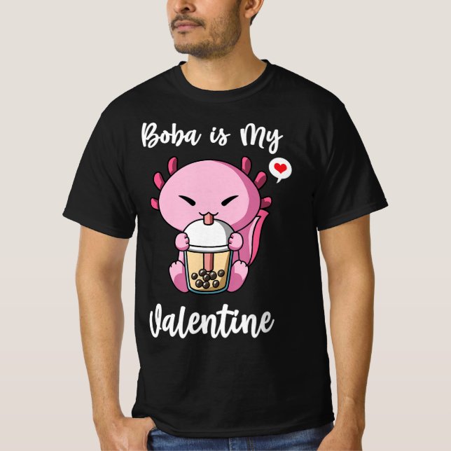 Camiseta Boba Tea é minha Namorados Axolotl Anti Dias de os (Frente)