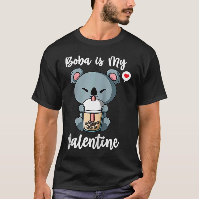 Camiseta Boba Tea é minha Namorados Koala Bear Anti Valenti (Frente)