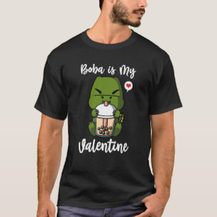 Camiseta Boba Tea é minha Namorados Rex Dinosaur Anti Valen