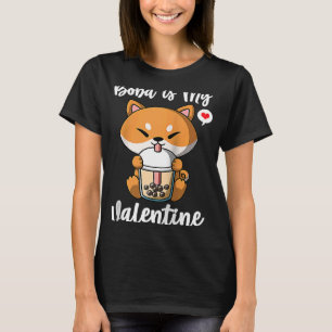 Camiseta Boba Tea é minha Namorados Shiba Inu Dog Anti Vale