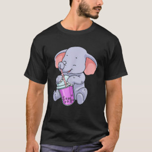 Camiseta Boba Tea For Women Elephant Anime Kawaii Funny Ele