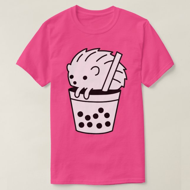 Camiseta Boba Tea Hedgehog Preto e Branco (Frente do Design)