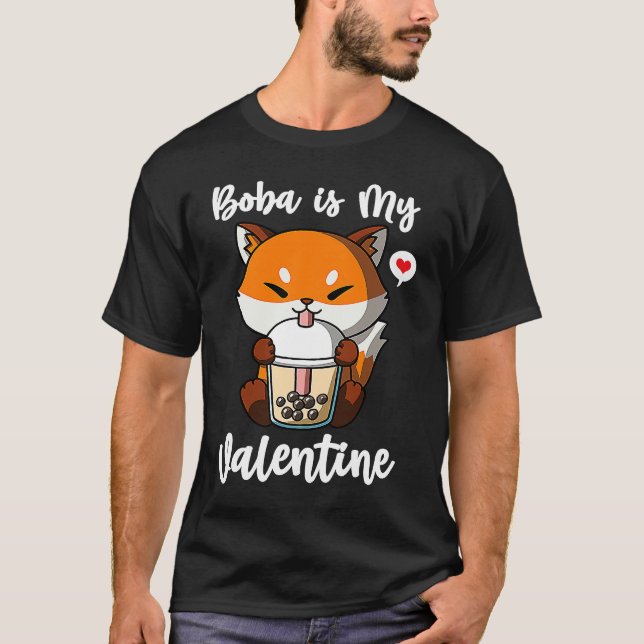 Camiseta Boba Tea is My Valentine Fox Anti Valentines Day (Frente)