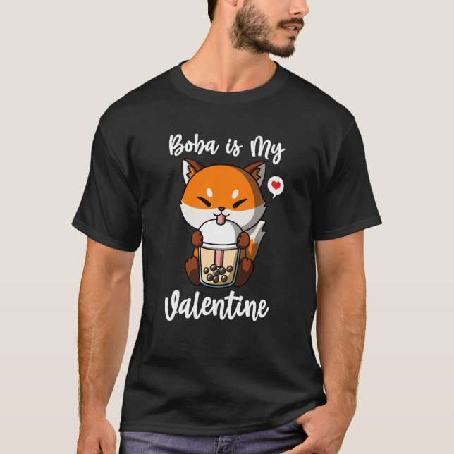 Camiseta Boba Tea is My Valentine Fox Anti Valentines Day (Frente)