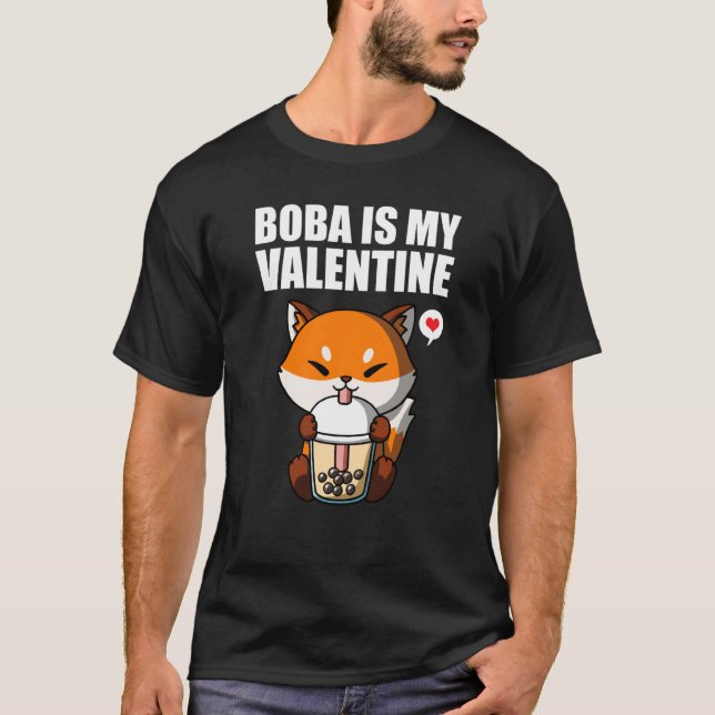 Camiseta Boba Tea is My Valentine Fox Anti Valentines Day (Frente)