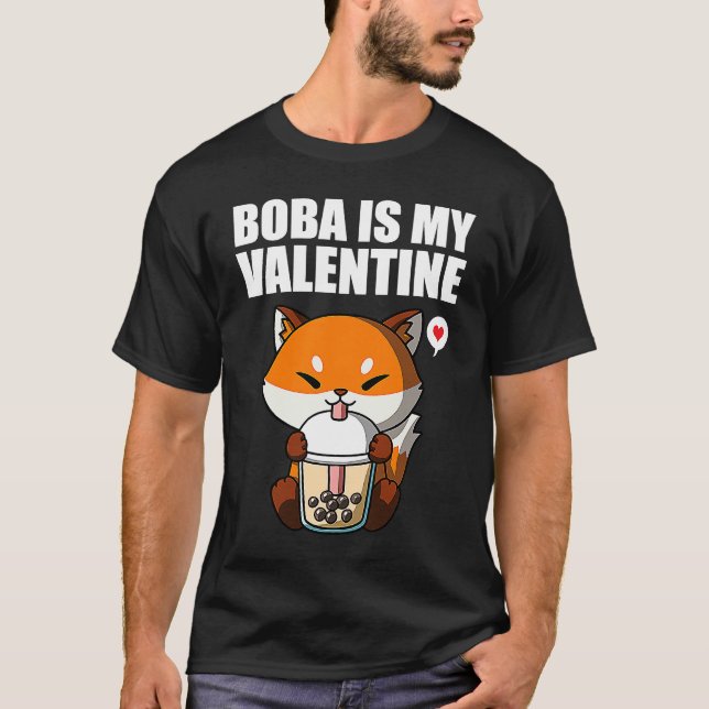 Camiseta Boba Tea is My Valentine Fox Anti Valentines Day 1 (Frente)