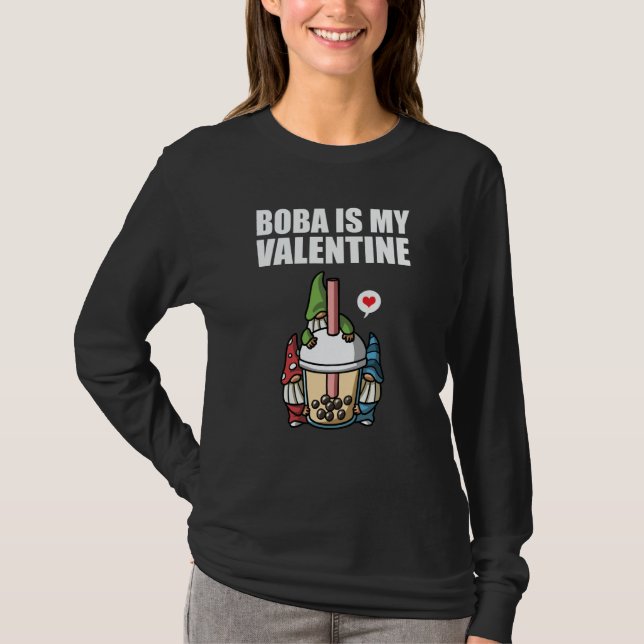 Camiseta Boba Tea is My Valentine Gnomes Anti Valentines Da (Frente)