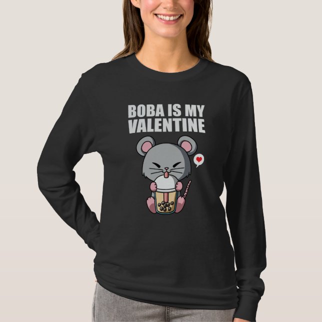 Camiseta Boba Tea is My Valentine Rat Anti Valentines Day (Frente)