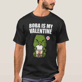 Camiseta Boba Tea is My Valentine Rex Dinosaur Anti Valenti