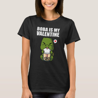 Camiseta Boba Tea is My Valentine Rex Dinosaur Anti Valenti