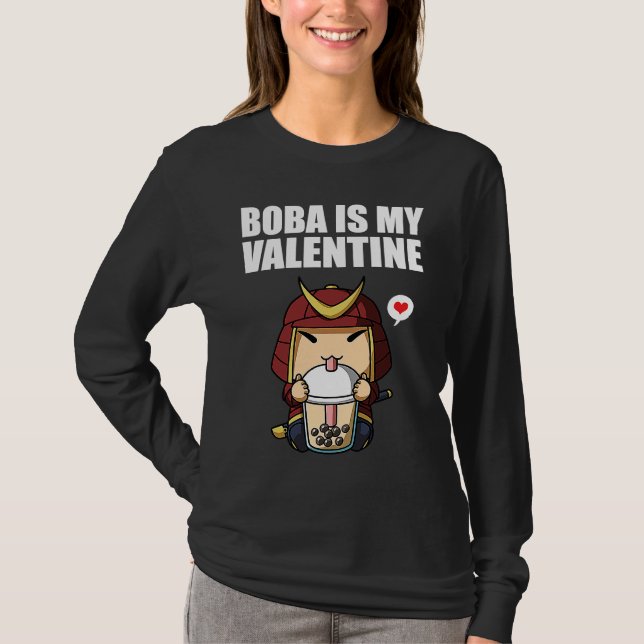 Camiseta Boba Tea is My Valentine Samurai Anti Valentines D (Frente)