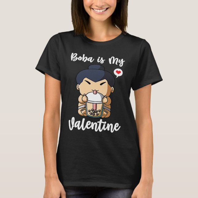 Camiseta Boba Tea is My Valentine Sumo Wrestler Anti Valent (Frente)
