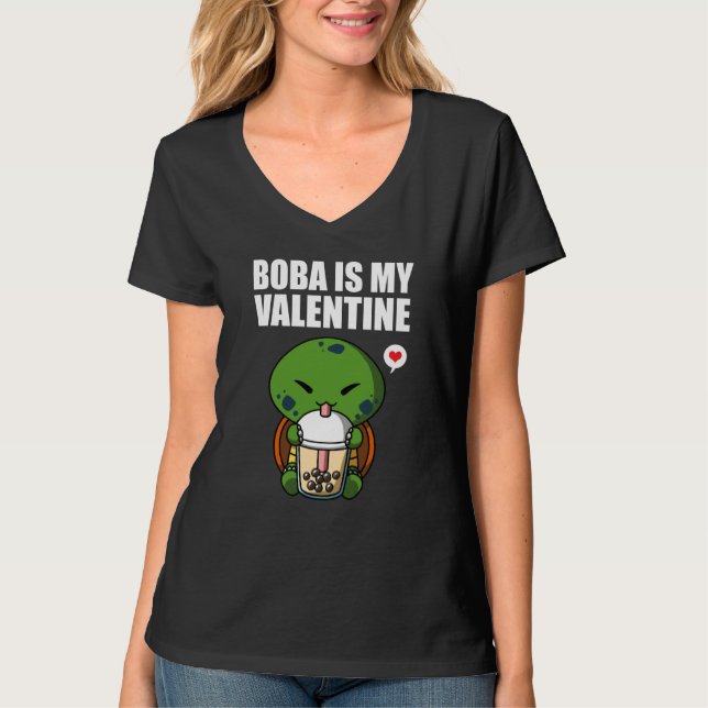 Camiseta Boba Tea is My Valentine Turtle Anti Valentines Da (Frente)