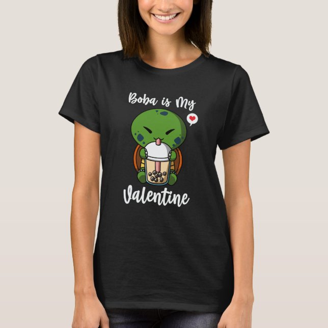 Camiseta Boba Tea is My Valentine Turtle Anti Valentines Da (Frente)