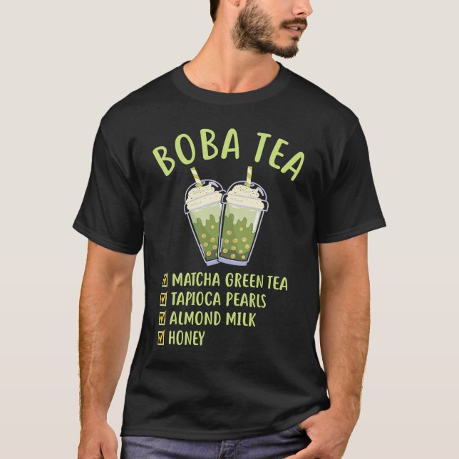 Camiseta Boba Tea Matcha Green Tea Recipiente para Chá Borr (Frente)