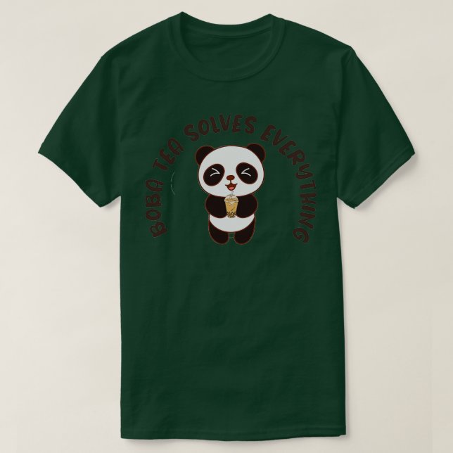 Camiseta Boba Tea Resolve Tudo com um Panda Cute (Frente do Design)