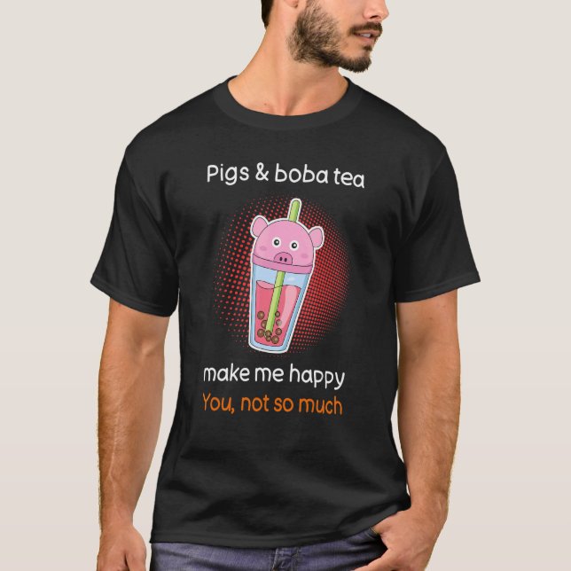 Camiseta Boba Tea Sarcastic Pig Bubble Tea (Frente)