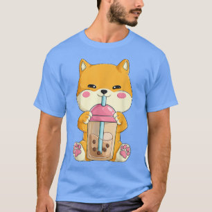 Camiseta Boba Tea Shiba Inu Kawaii Anime Comida Japonesa