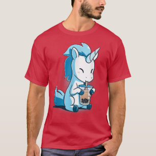 Camiseta Boba Unicorn Shirt Kawaii Anime Bebendo Unicorn B
