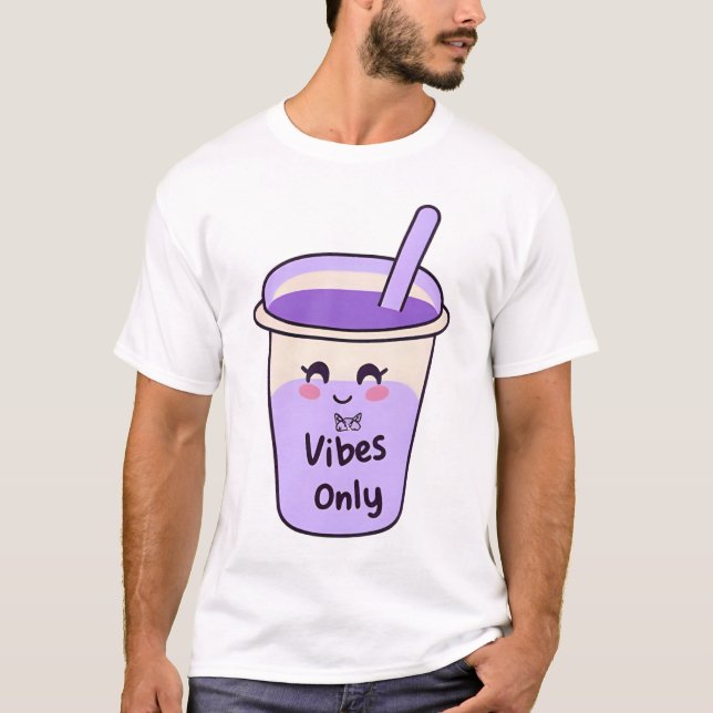 Camiseta Boba Vibes Apenas 🧋 | Boca-branca Kawaii Design (Frente)