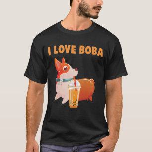 Camiseta Boba Welsh Corgi Pembroke Bubble Tea Kawaii