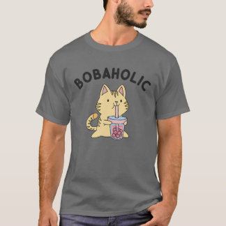Camiseta Bobaholic Cat Kawaii Bubble milk Boba Tea