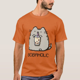 Camiseta Bobaholic Pixel Chubby Cat ama Boba Tea