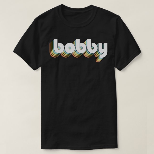 Camiseta Bobby Retro Rainbow Tipografia Estilo Desvanecido (Frente do Design)