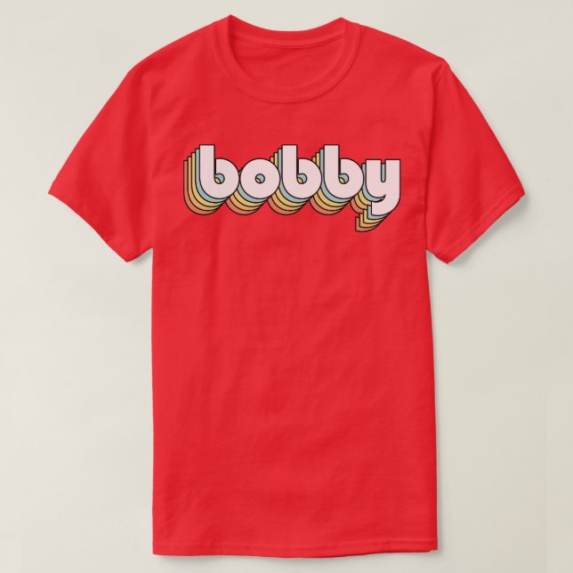 Camiseta Bobby Retro Rainbow Tipografia Estilo Desvanecido (Frente do Design)
