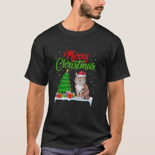 Camiseta Bobcat Christmas Tree Lights Engraçado Xmas Bobcat