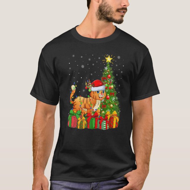 Camiseta Bobcat Xmas Holiday Papais noeis Bobcat Árvore de  (Frente)