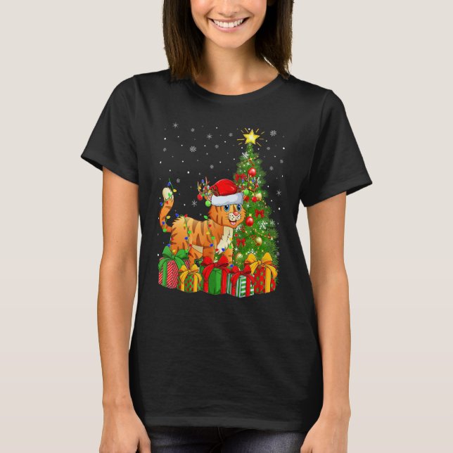 Camiseta Bobcat   Xmas Holiday Santa Bobcat Christmas Tree (Frente)