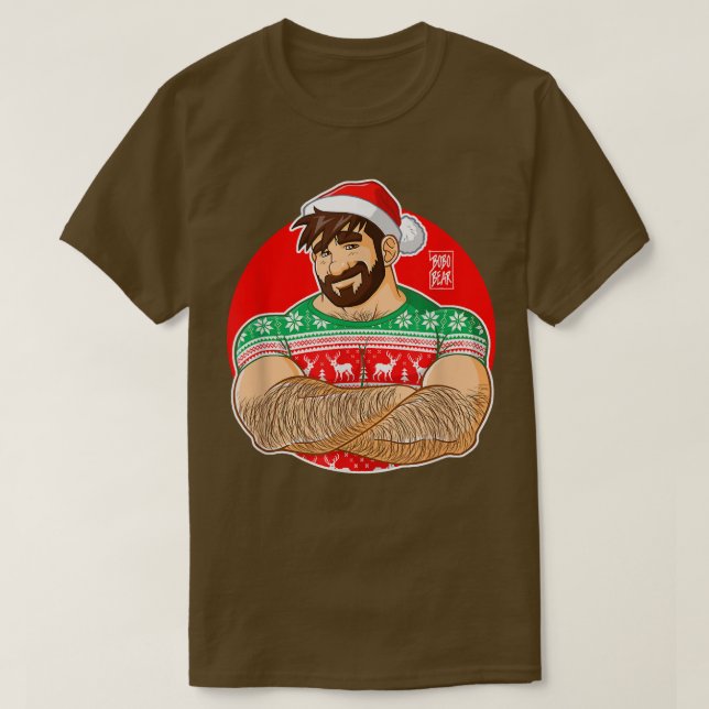 Camiseta Bobo Bear - Adam gosta de cruzar armas no Natal (Frente do Design)
