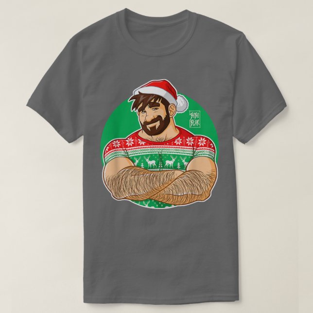 Camiseta Bobo Bear - Adam Likes Crossing Arms at Xmas parti (Frente do Design)