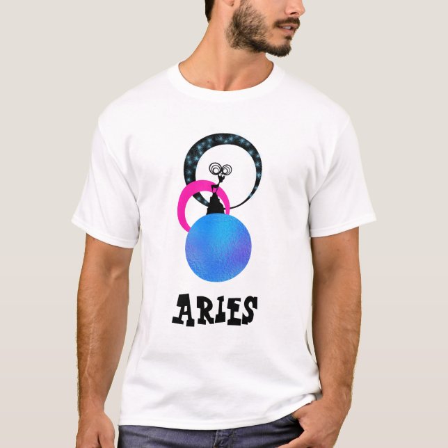 Camiseta Bobo branco do zodíaco do Aries bonito dos homens (Frente)