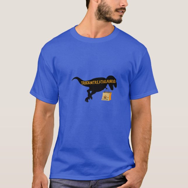 Camiseta Bobo De Dinossauro De Halloween De Truque Ou Treat (Frente)