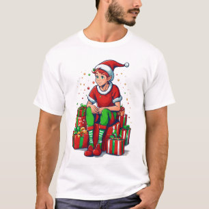 Camiseta Bobo Engraçado Natal Papai Noel Elf Kid