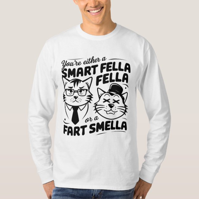 Camiseta Bobo Gato-Sweatshirt Smart Fella ou Fart Smella (Frente)