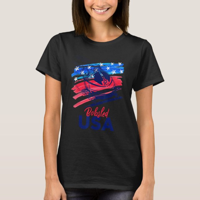 Camiseta Bobsled Eua Suporta O Skeleton Team T U Flag (Frente)