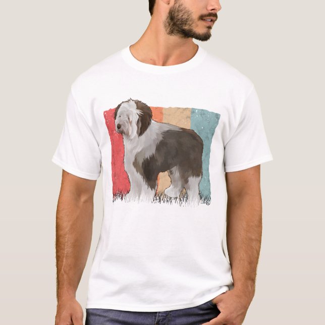 Camiseta Bobtail Retro Old English Sheepdog Vintage (Frente)