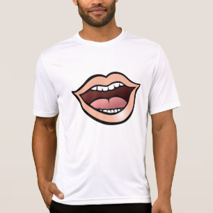 Camiseta Boca Aberta Lábios Dentes Língua
