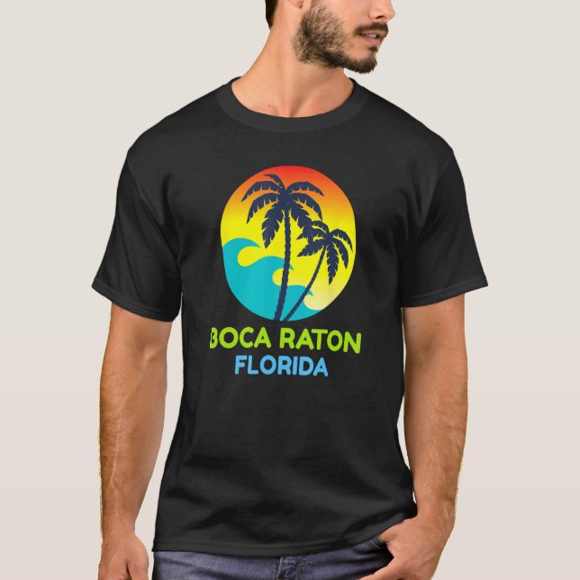Camiseta Boca Raton Florida Beach Trip Tropical Retro (Frente)