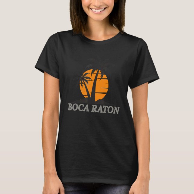 Camiseta Boca Raton Florida Beach Vacing Palm Retro (Frente)
