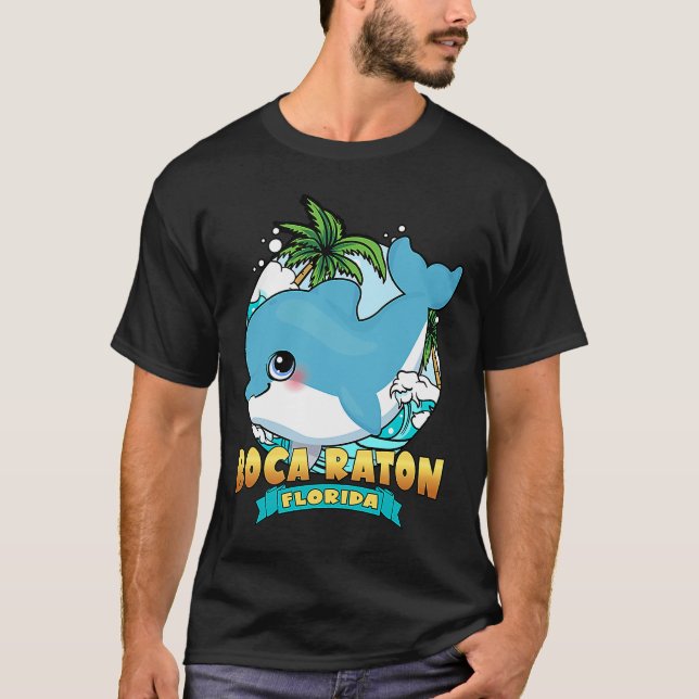 Camiseta BOCA RATON FLORIDA Cute Baby Dolphin Beach Souveni (Frente)