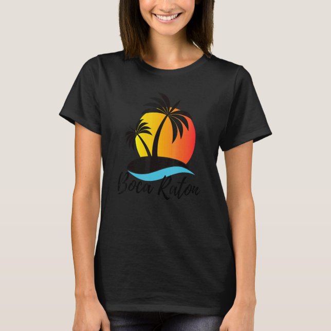 Camiseta Boca Raton Florida Palm Tree Vacation Beach Tropic (Frente)