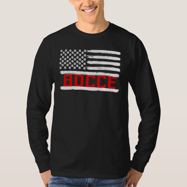 Camiseta Bocce Ball Player USA Flag Patriotic (Frente)