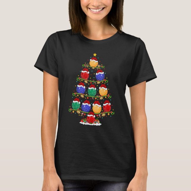 Camiseta Bocce Sports   Lights Xmas Santa Bocce Christmas T (Frente)