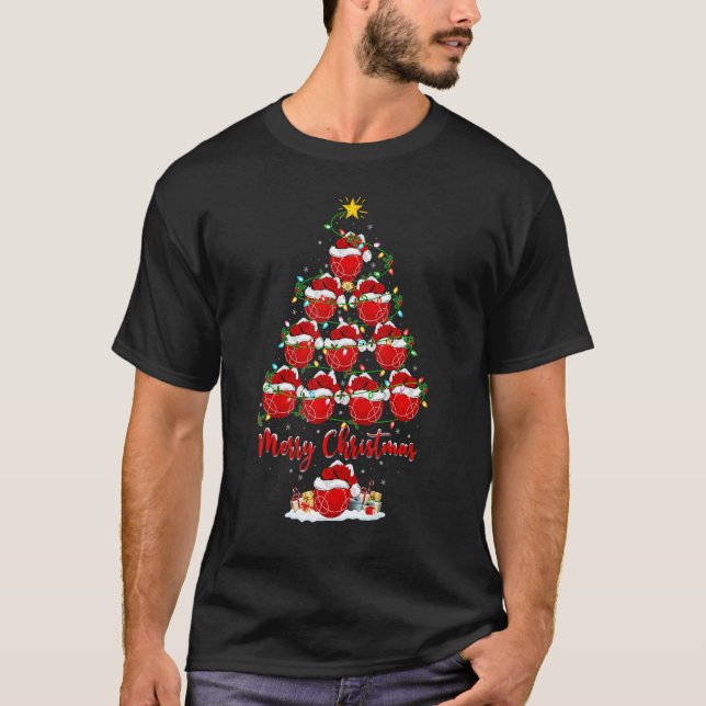 Camiseta Bocch Ball Natal Tree Lights Bocce Bocce Xmas (Frente)